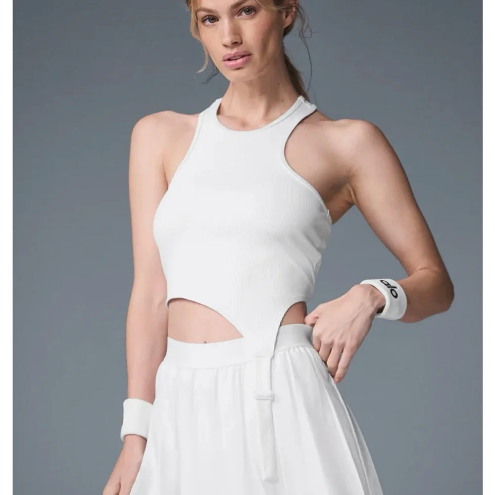 Alo Varsity White Pleated Tennis Skirt
